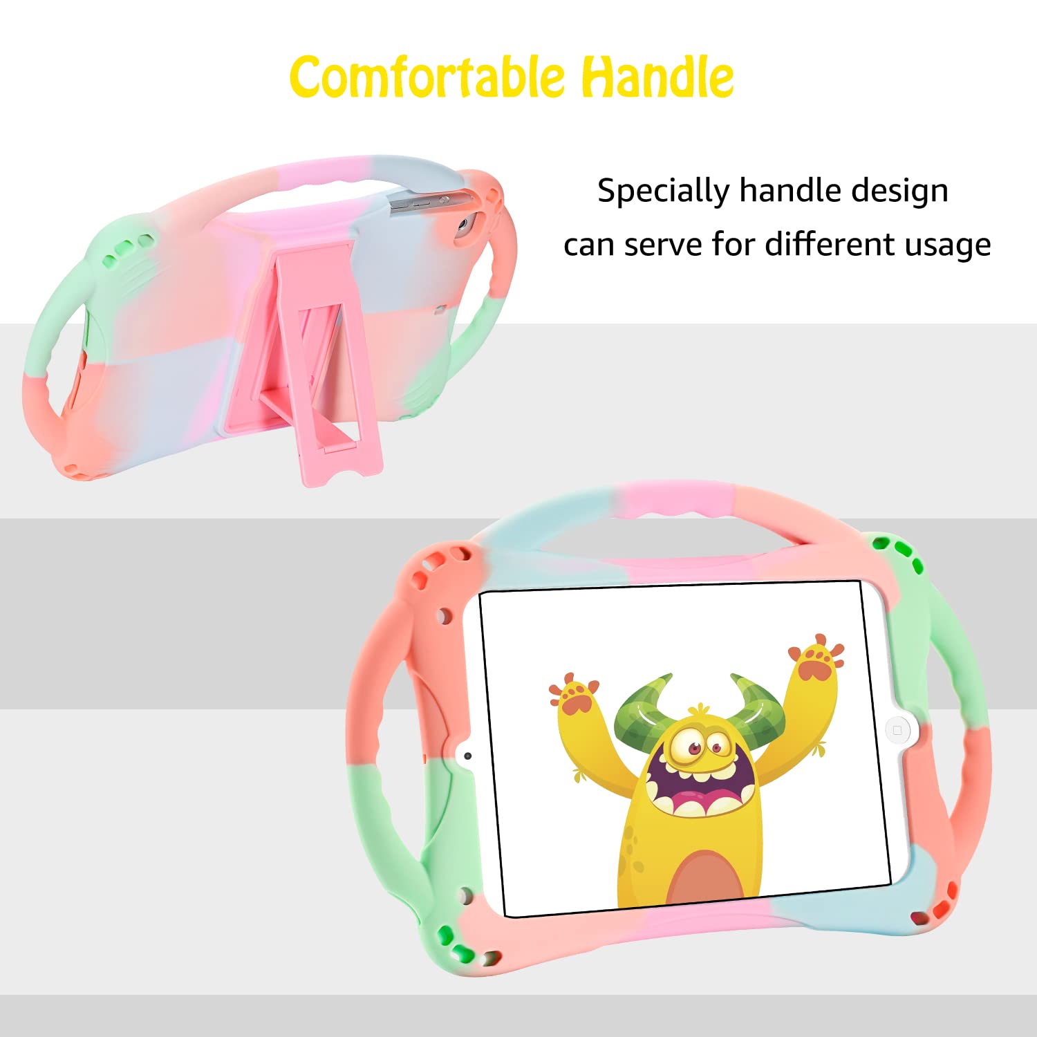 TopEsct Kids Case for iPad Mini 5/4/3/2/1,Shockproof Handle Stand Silicone Cover for iPad Mini 5/4/3/2/1 (Colorful Green) - Image 3
