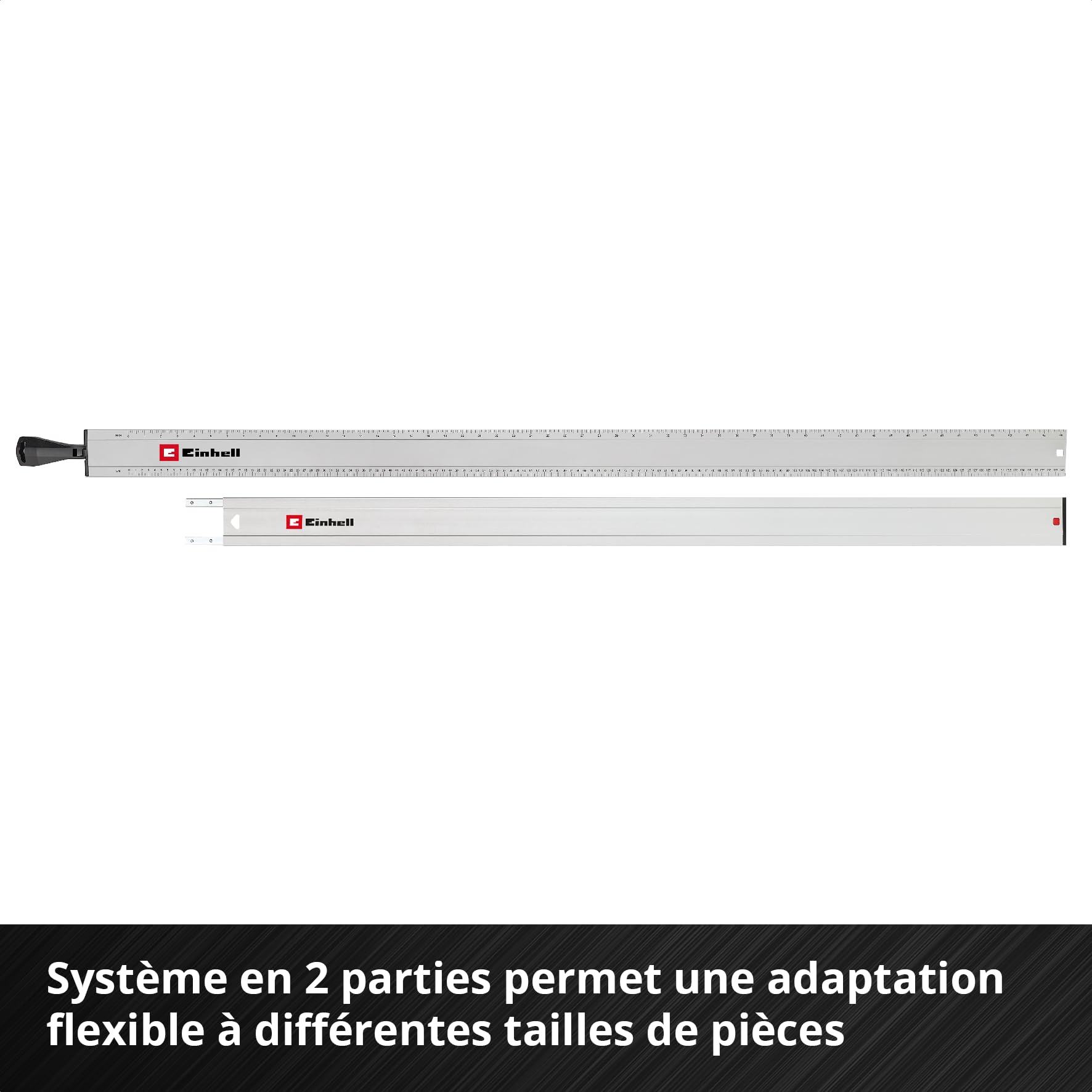 Einhell Rail de guidage universel, 2 pièces (capacité max. 2500 mm, force 50 kg, profilé aluminium, surfaces antidérapantes, serrage rapide, pour scies sauteuses et circulaires portatives) | Capacité de serrage max. 2500 mm | force de serrage 50 kg | prof