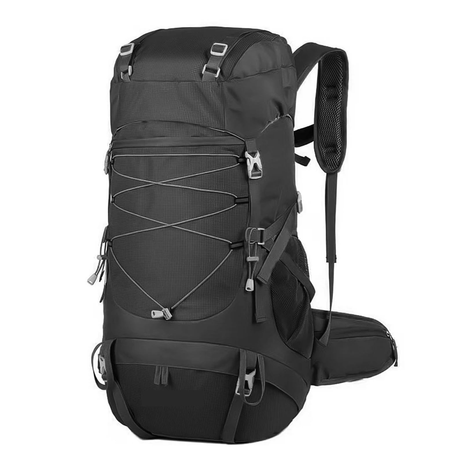 Wanderrucksack 50L Wanderrucksack mit Regenschutz, multifunktionale Bergsteigertasche, Outdoor-Rucksack for Reisen, Trekking, Camping(Black)