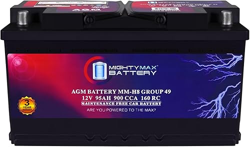 Mighty Max Battery MM-H8 Arrancar y detener coche BCI Group 49 12V 95Ah, 160RC, 900 CCA batería recargable del coche AGM