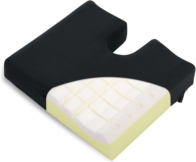 TANYOO Memory Foam Portable Seat Cushion,Coccyx Cushion with Non-Slip 43 * 38CM,Chair Pad for Office Computer & Car Seat Cushion