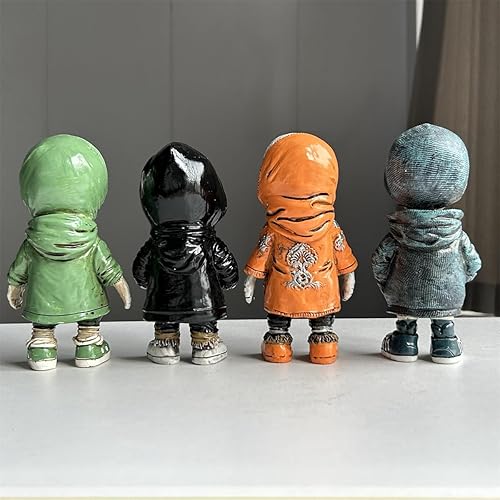 Miniatura 4 de 4 piezas de decoración de Halloween, estatua de calavera, espeluznante decoración del hogar, estatuas de esqueleto de Halloween, juego de decoración