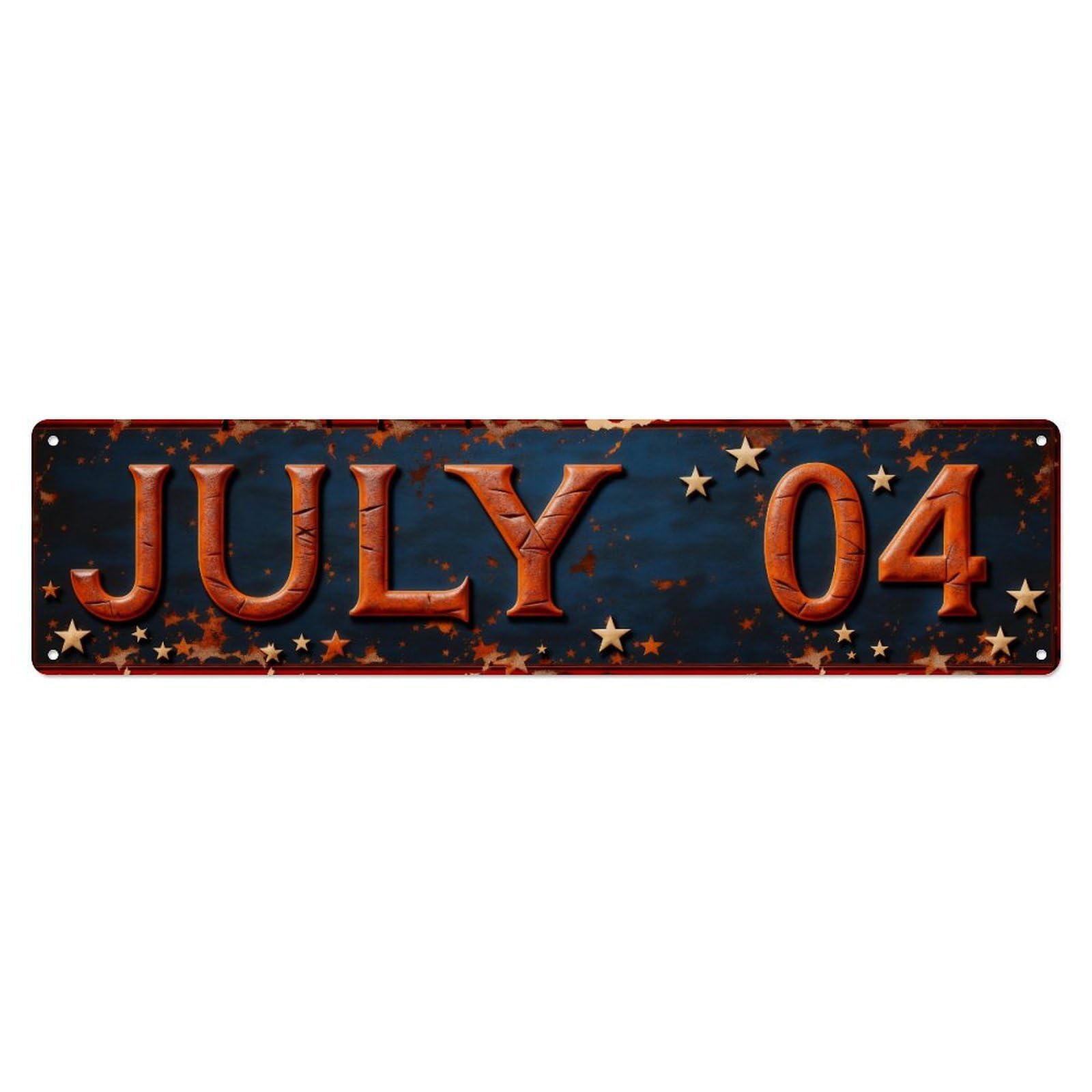 July Fourth Stars And Stripes Metal Tin Sign Plaque