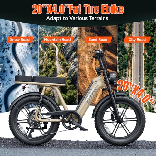 Image of TST Electric Bike for Adults 1500W Peak 20 inch Fat Tire All-Terrain E-Bike 60 Miles Electric Dirt Bike - 48V 15 AH Battery Electric Bicycle