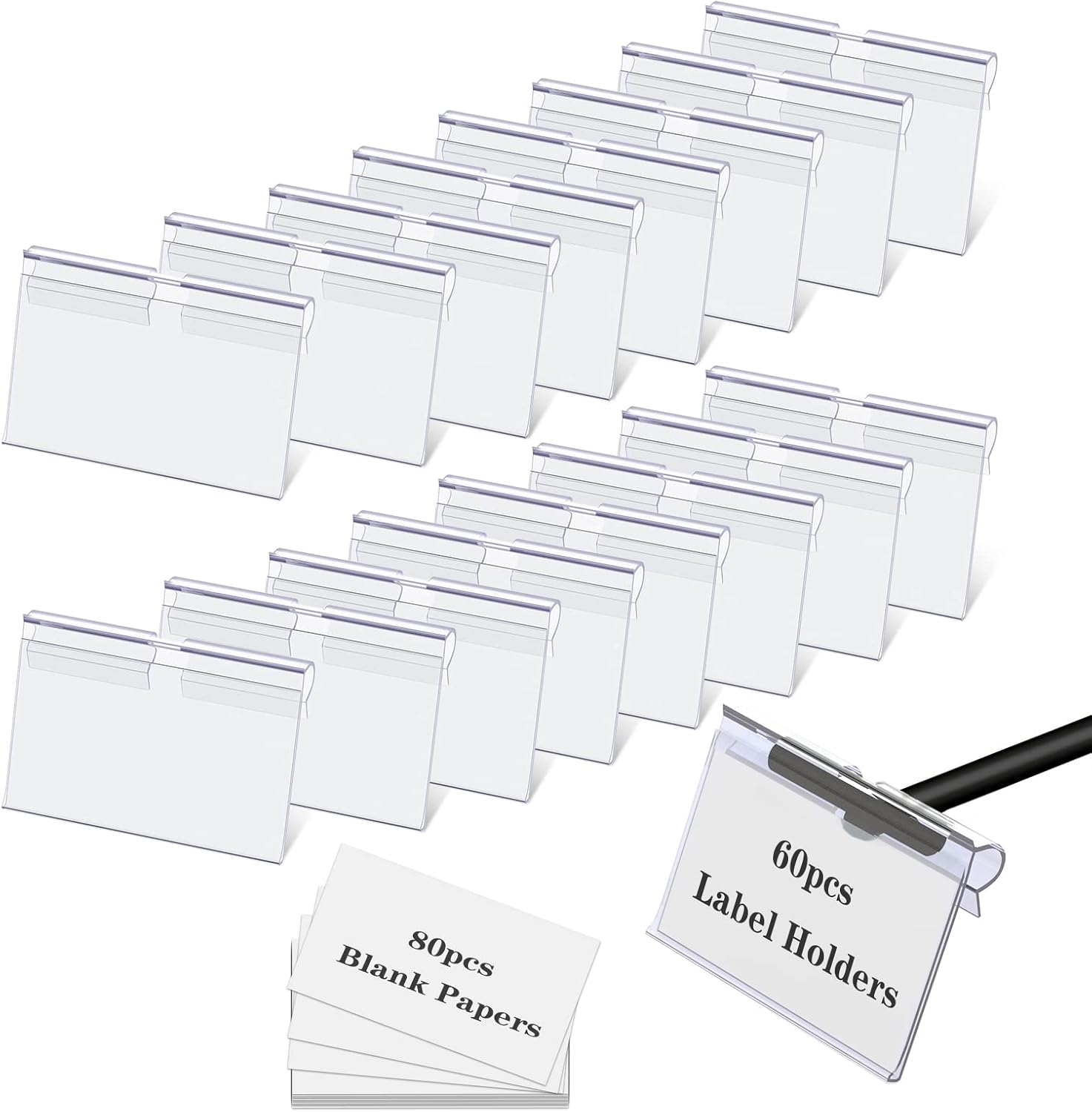 Storage Bin Labels Clip On,60PCS Clear Plastic Bin Labels