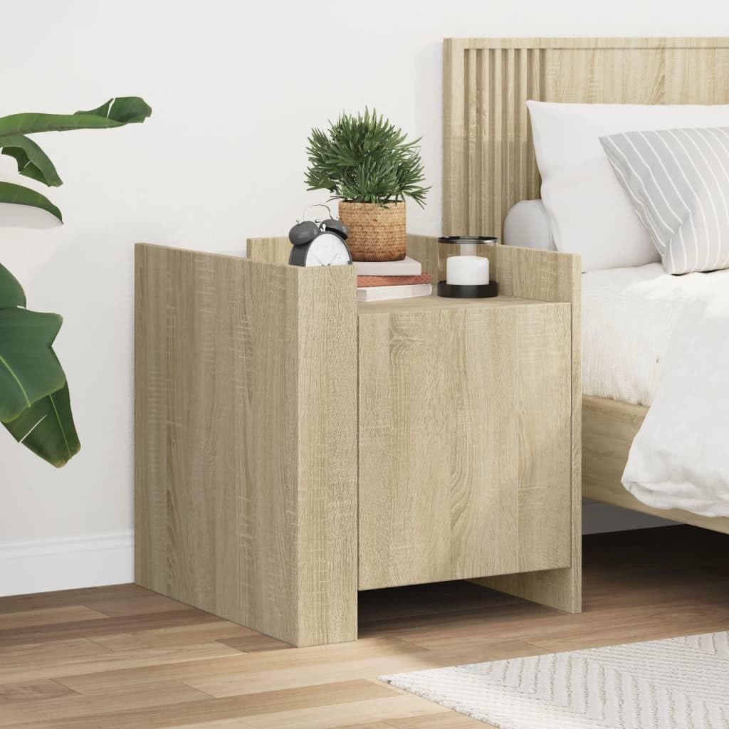 Stilvoller Nachttisch aus Holzwerkstoff mit Stauraum, feuchtigkeitsbeständig und stabil für Schlafzimmer oder Wohnzimmer, Montagemöglichkeiten beidseitig