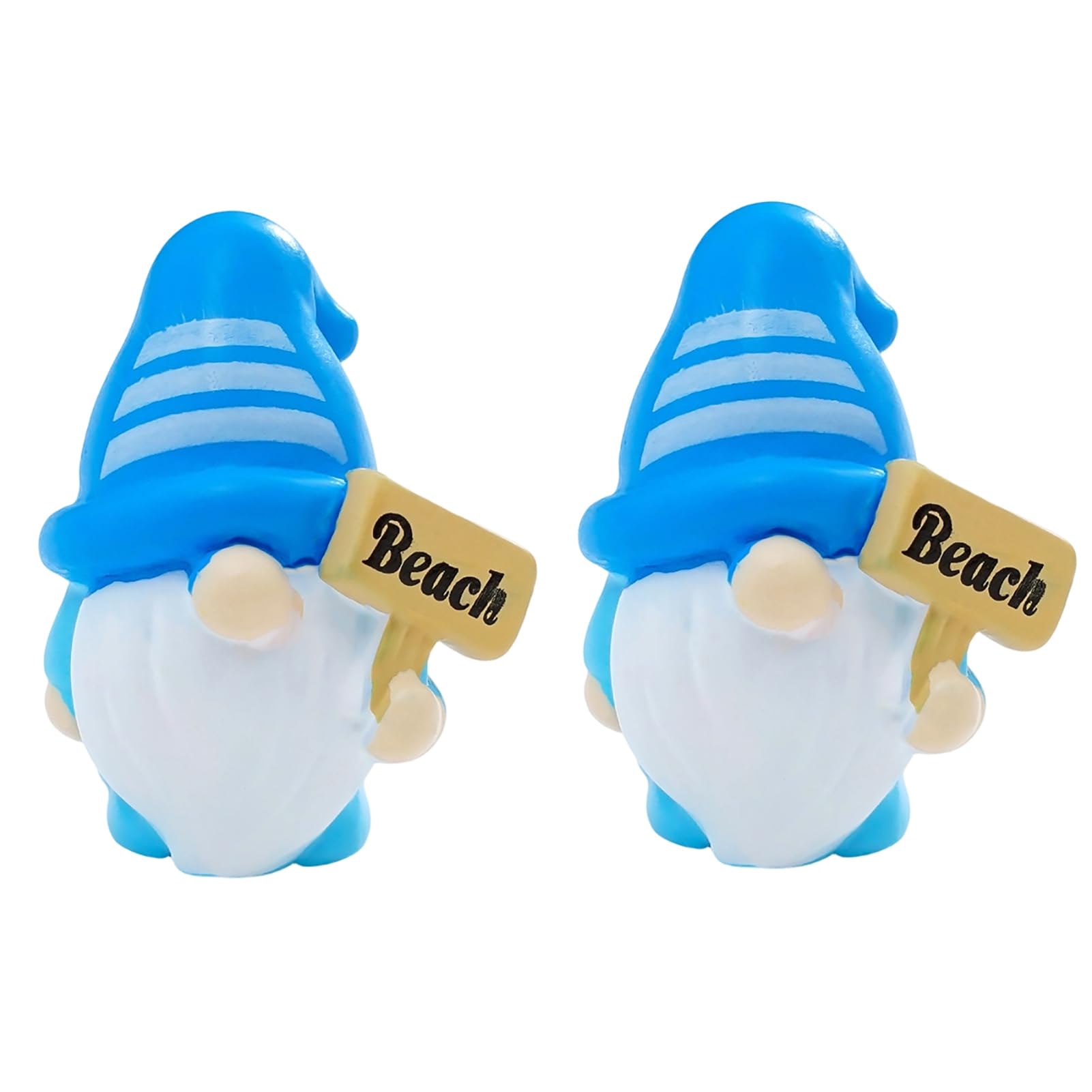 Virelynx 2 Pcs Mini Summer Gnome Figurines – Beach Resin Gnomes Miniature, Pool Party Favors DIY Cake Decoration for Fairy Garden