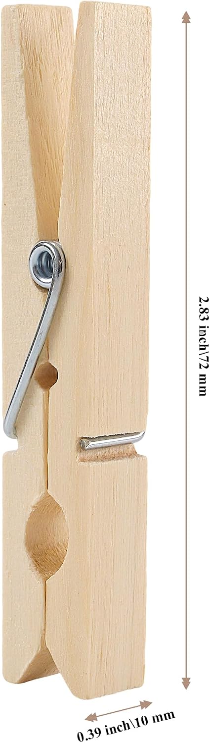 600 Pcs 2.8 x 0.39 Inch Wooden Clothes Pins, Wood Laundry Clips for Clothing, Craft, Hanging Photo
