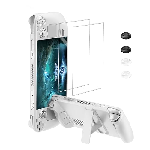 bibuks Steam Deck Case,Steam Deck OLED Protective Case,Non-Slip Skin Protective Shell Accessories,Steam Deck Case with Kickstand ,2 Screen
