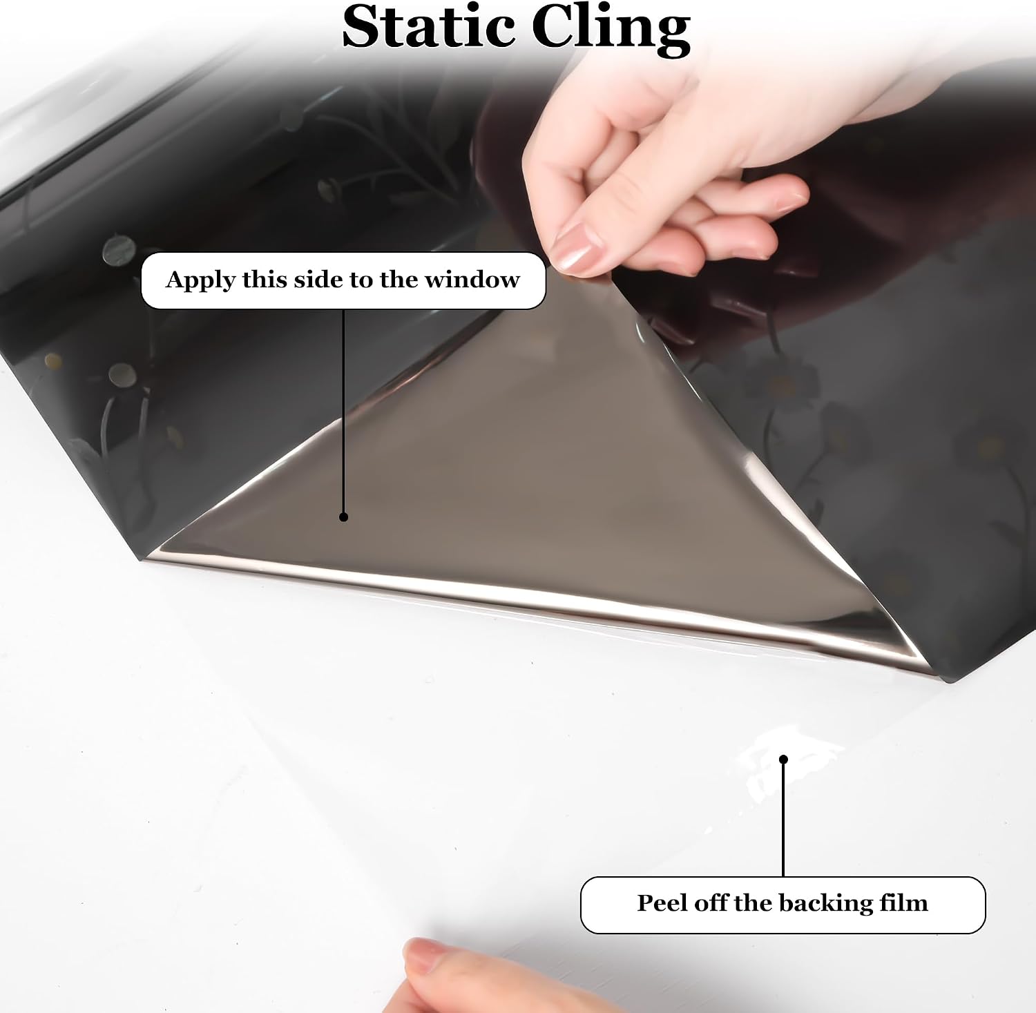 Window Privacy Film One Way Daytime Privacy Botanical Static Cling Window Tint, UV Sun Blocking Reflective Window Films for Home and Office, Floral, 17.7" x 157"
