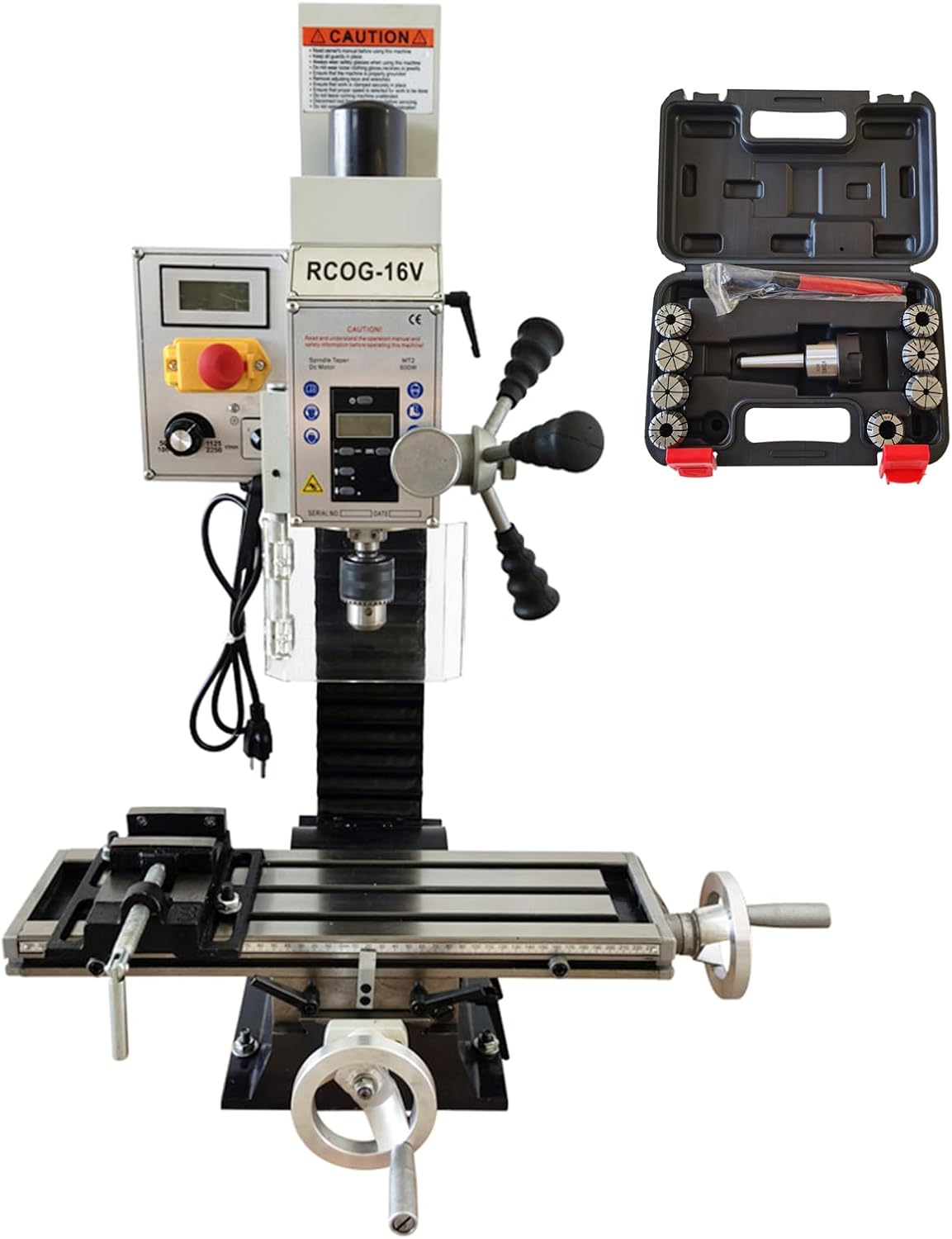 Mini Milling Drilling Machine 600W Brushless Motor Drilling Milling Lathe 50-2250RPM Mini Mill Drill Machine MT2 Taper Micro Feed Drilling Machine for DIY/Metal/Wood Processing 110V