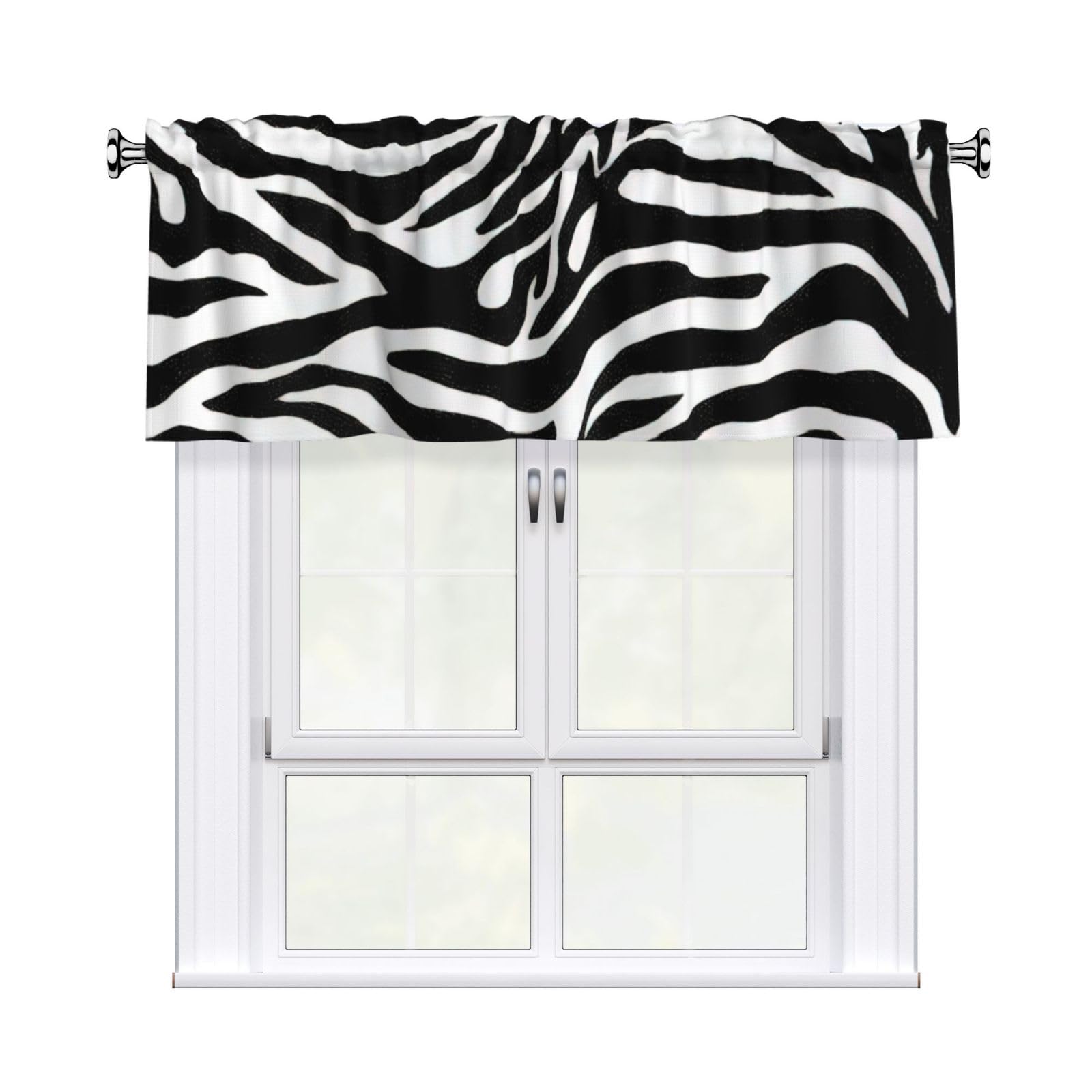 aacxzff Zebra Print Print Curtain Valance 54"x18" (WxL) for Kitchens Bathrooms Bedrooms Balconies Living Rooms
