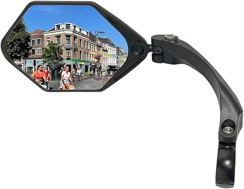 Hafny Espejo de bicicleta eléctrica, superficie grande, vidrio HD, espejo de ciclismo seguro (HF-M904-FR01B) (plateado izquierdo)