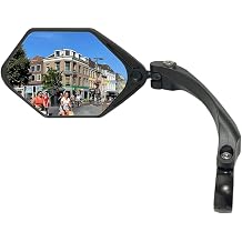 Hafny NEW Handlebar E-Bike Mirror, Large Surface Mirror, HD Automotive Grade Glass, Safe Blast-Resistance Cycling, HF-M904-FR01B Silver Glass Left