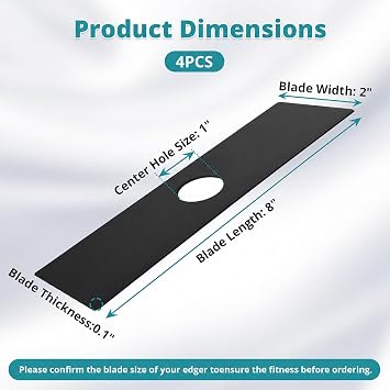 Multi-Head Edger Blade 7.8 Inch - Direct Replacement for EGO Power+ EA0800 Fits ME0801 & ME0800 Edger Models - 0.98 Inch Center Hole (4 Pack - Black)