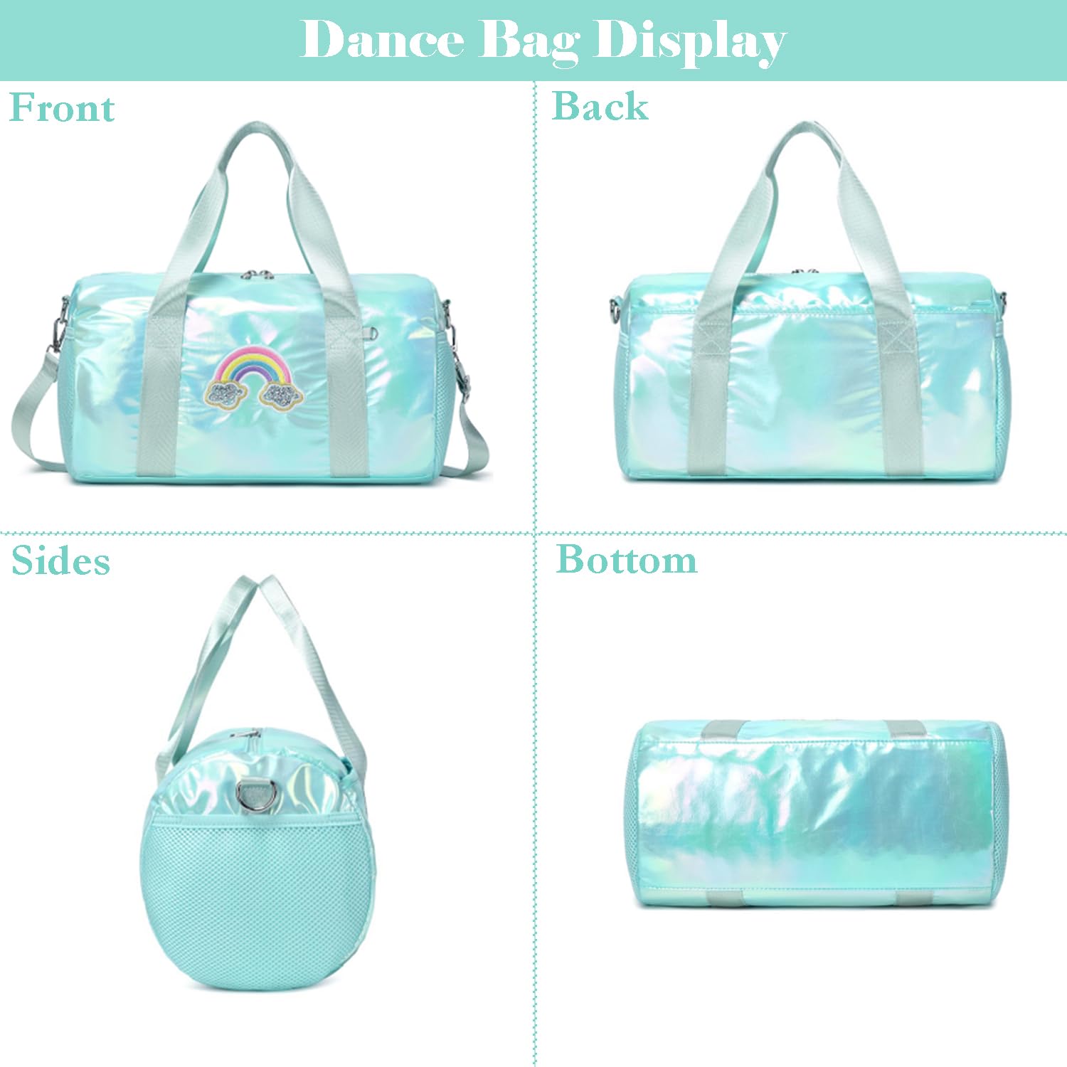 Laser Petit Sacs de Sport pour Enfant Filles Sac Danse Ballet Latine avec Poche Étanche Séparée