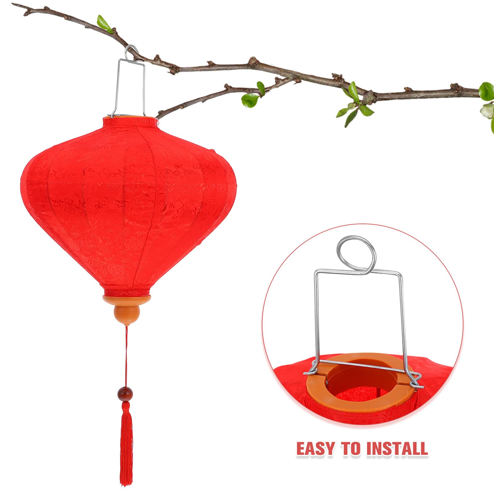 DOITOOL Lanterna Vietnamita in Plastica di Seta Rossa a Forma di Diamante Struttura Stabile e Design Unico per Decorazioni di Matrimoni e Feste