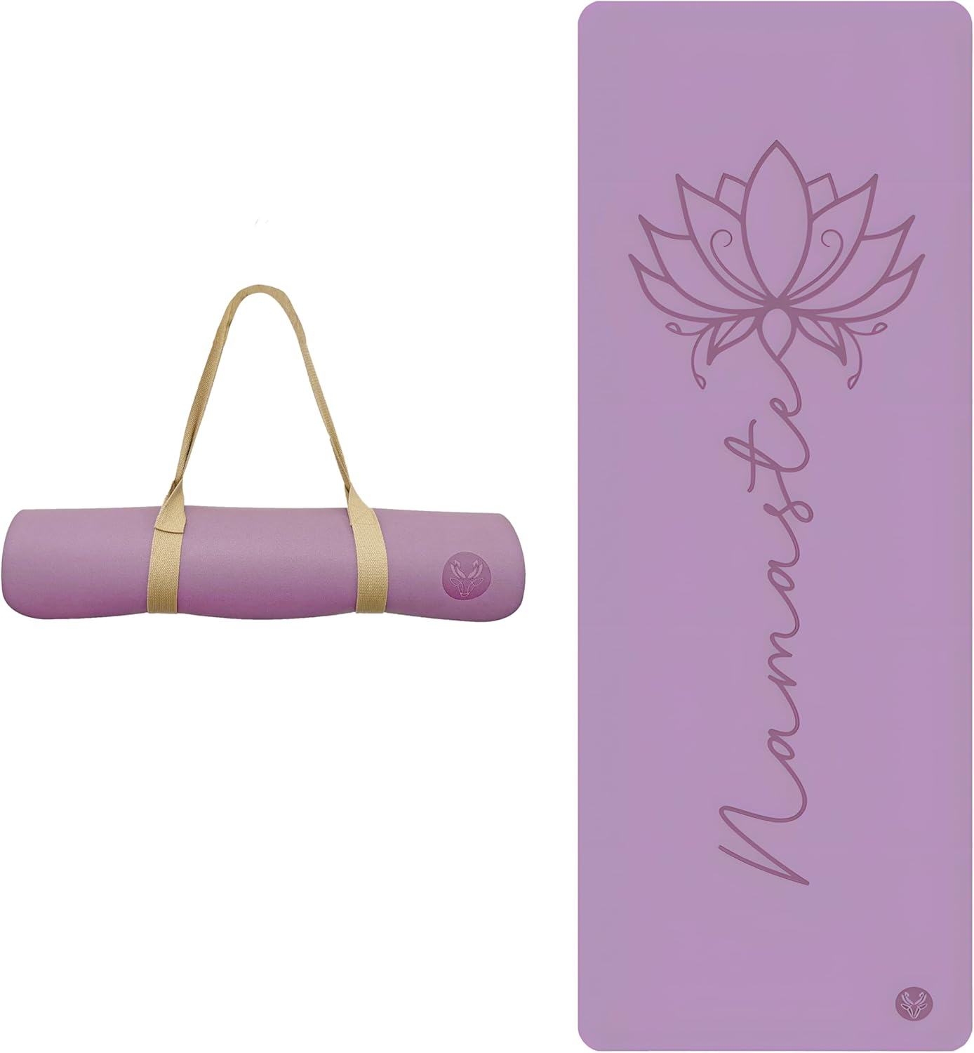 Yoga Mat Thick 4.5mm, Natural Rubber and PU Non Slip Yoga Mats with Strap Women, Exercise Mat for Yoga, Professional Pilates, Home Workout, Gym Mat Fitness, Namaste Yoga Mat