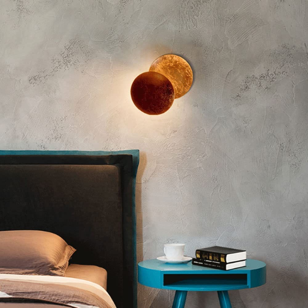 Lampada da parete per interni Rotonda Oro Rame Soggiorno Concetto di Luna Creativa Eclissi Solare Lampada Da Parete Nordic Corridoio Scale Camera Da Letto Comodino Applique Corridoio Illuminazione