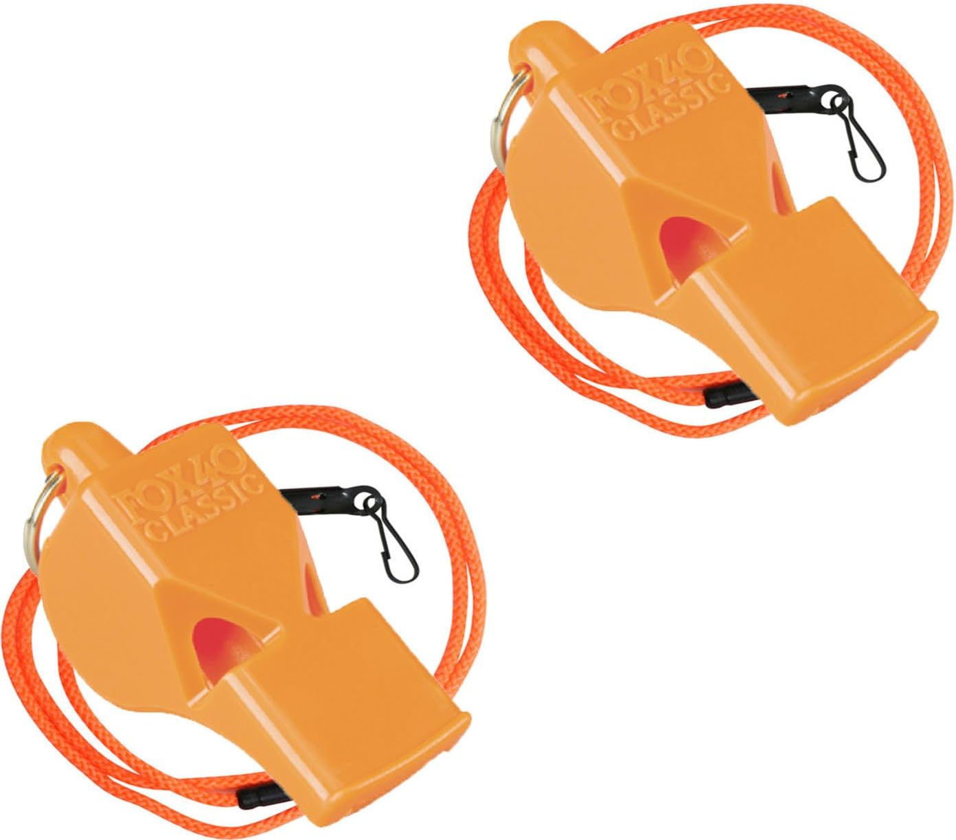 Fox 40Classic Sports and Safety Loud Whistle with Lanyard, Orange (2 Pack)