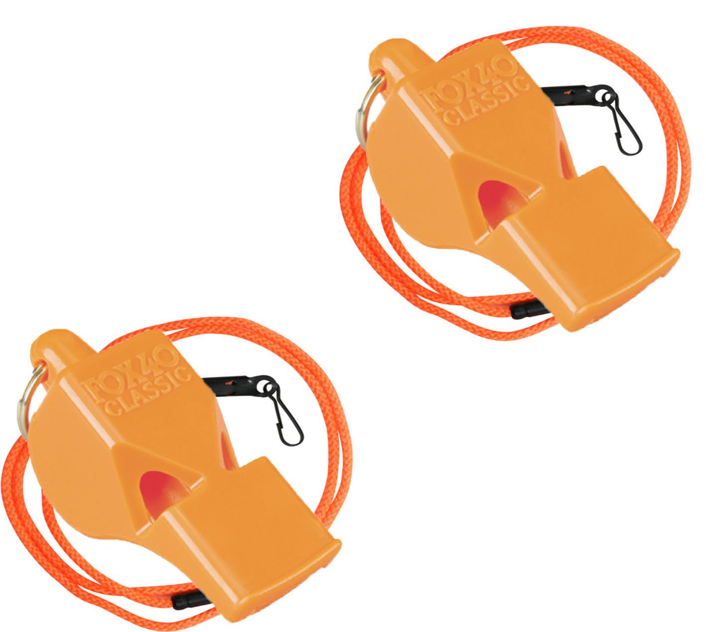 Fox 40Classic Sports and Safety Loud Whistle with Lanyard, Orange (2 Pack)