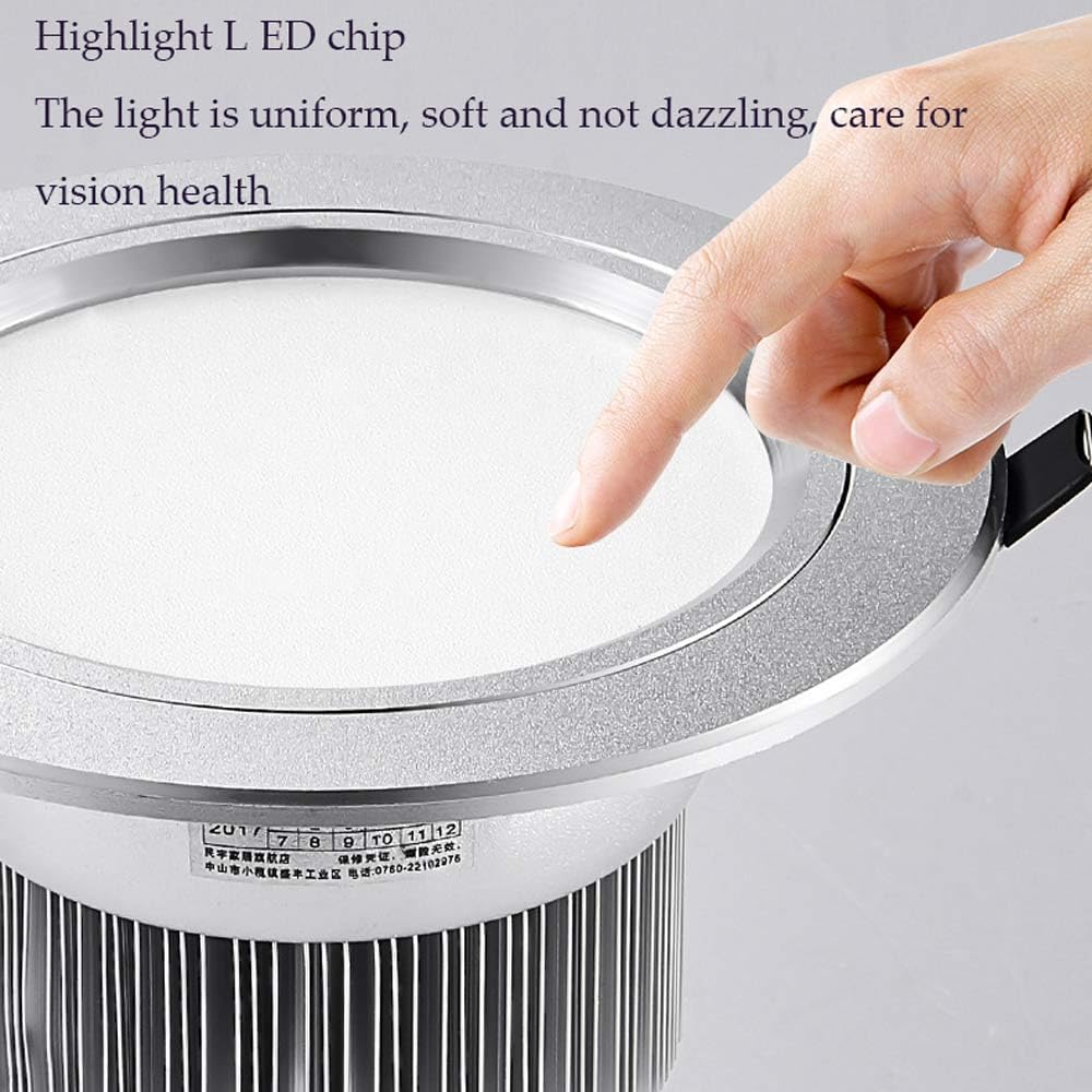 Paquete de 2 Luces LED Empotrables Redondas Plateadas para Techo con Embellecedor de Aluminio Iluminación LED Empotrable para Pasillo Y Dormitorio