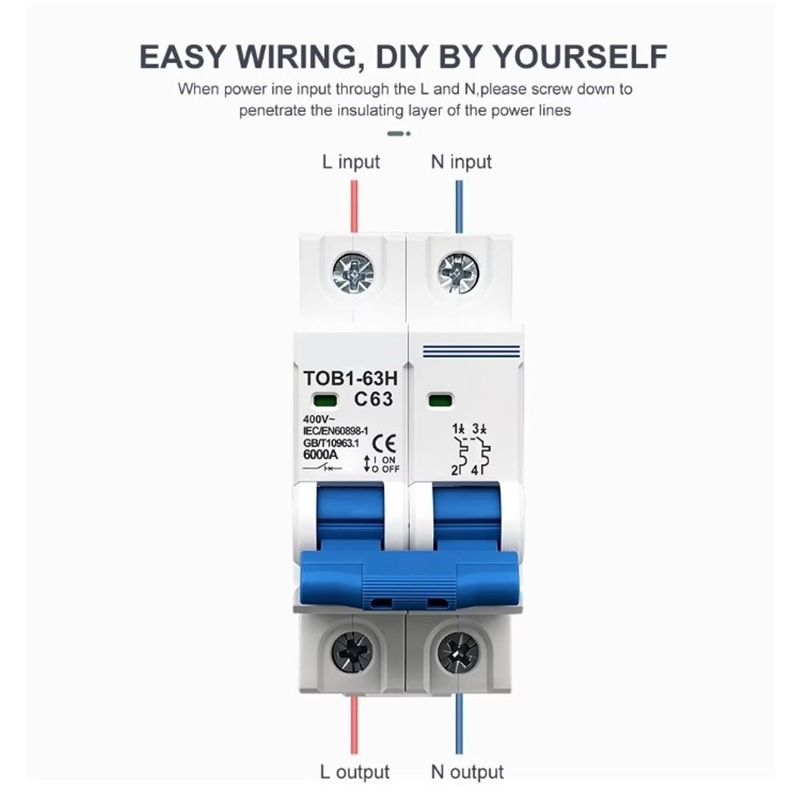 AC MCB 5 sztuk, 2P typ C 230/400 V ~ 50/60 Hz wyłącznik