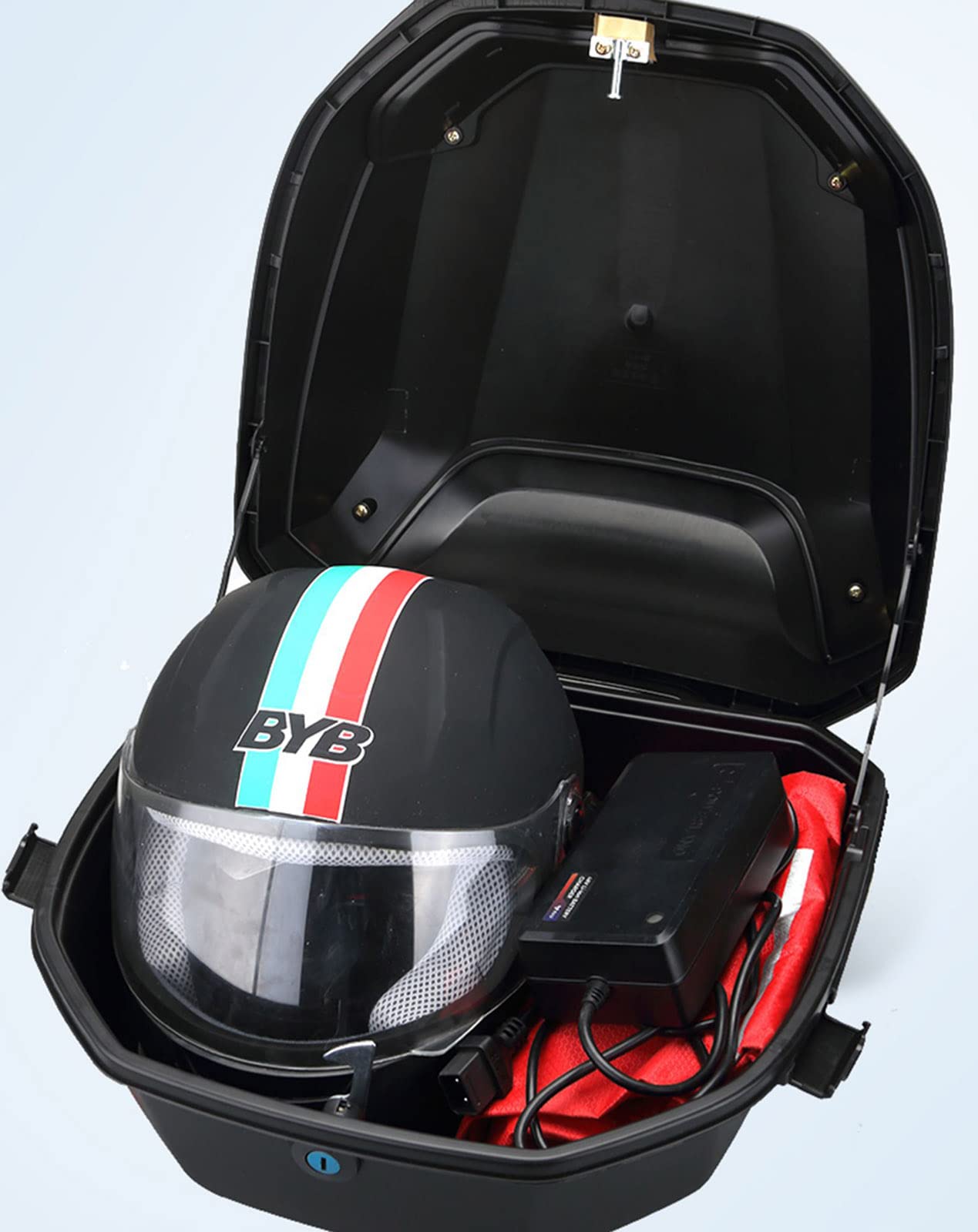 Coffre arrière étanche pour Moto avec réflecteur de Nuit et Dossier en PP, Mallette de Rangement arrière Universelle de Tourisme 41L Coffre arrière Haute capacité, pour Scooter électrique, 39 x 39 x
