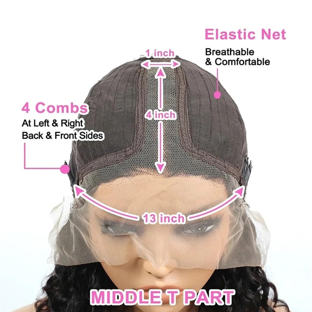 Parrucca Donna Parrucca Bob Capelli Umani Lisci T Part Lace Frontal Parrucche Pre Pizzicate 180 Densità Parrucca Bob 8-16 Pollici Parrucche(16inches)