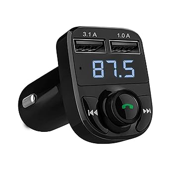 FLY WHEELZ Car Bluetooth Device Charger for Call Receiver with Music System, FM Transmitter, Mp3 Audio Music, Stereo Adapter, Before Starting Please Match Frequency 87.5 of Your car Stereo(Black)