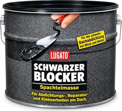 Lugato Schwarzer Blocker Spachtelmasse 1 kg - Für Abdichtungs-, Reparatur- und Klebearbeiten am Dach
