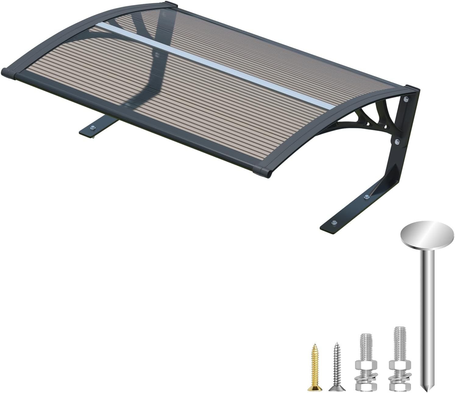 40" Dx32 W Robot Mower Garage, Polycarbonate Panel Awning for Lawn Mower Rain Shelter, Outdoor Storage, Small Shed for Lawn Mower, Robot Mower Carport, Lawn Mower Shelter (Brown)
