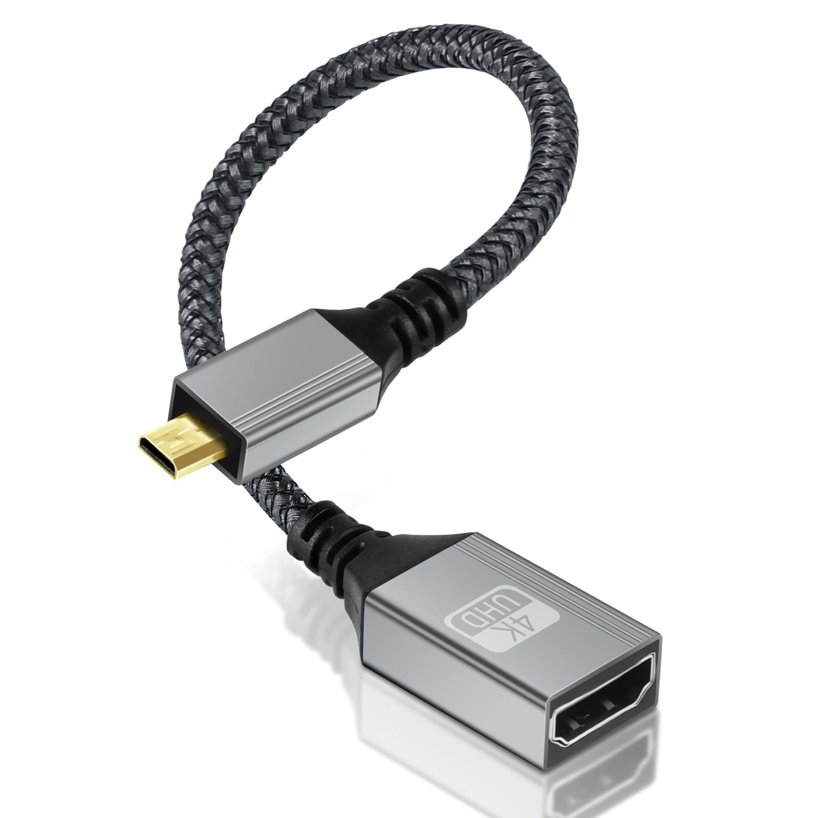 AXFEE Adattatore Micro HDMI a HDMI, Cavo Adattatore HDMI Maschio a Femmina 4K@60 Hz, HDR e ARC, Compatibile con Raspberry Pi 5/4,Hero,A6300 A6400,Yoga,ODROID