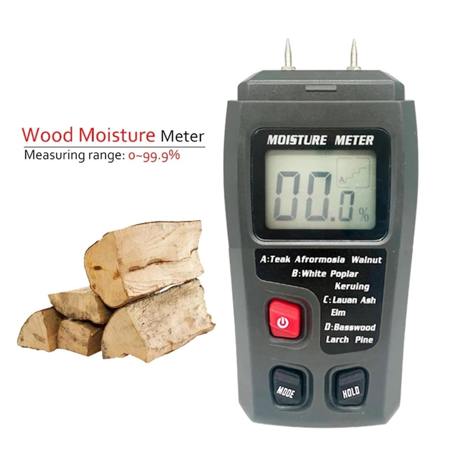 Moisture Meter 0-99.9% Digital Moisture Meter for Wood 4-in-1 Hygrometer for Moisture Content of Various Wood,Paper,Cardboard