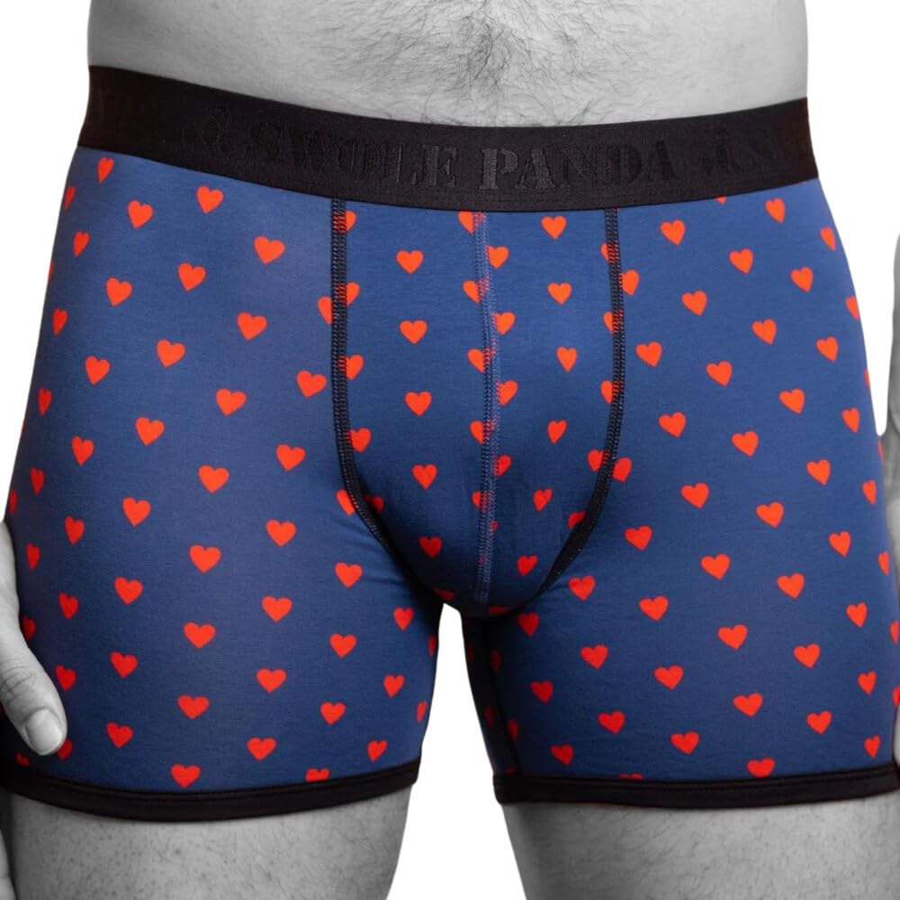 Swole Panda Men's Navy Hearts Bamboo Boxers