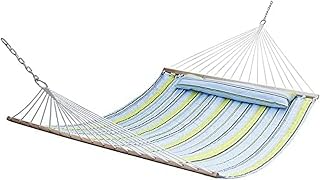 Hammock Chair Swing Seat Camping Hammock Outdoor Double Hammock Quilted Fabric Bed Swing Hanging with Pillows Outdoor Picnic Camping Hammock Hammock