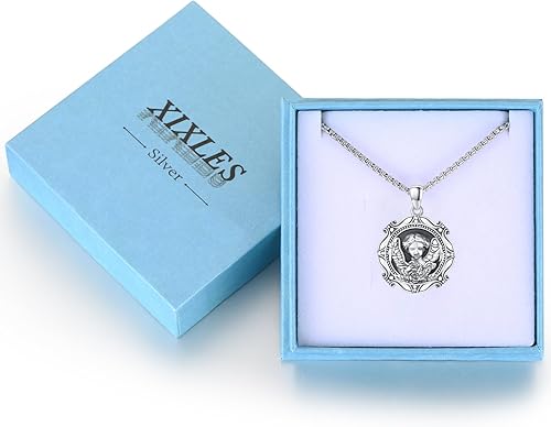 Vista 298 de Collar con colgante de plata de ley 925 con medalla de San Patrón, joyería religiosa para hombres y mujeres, con cadena de acero inoxidable 316L