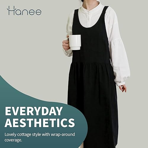 Miniatura 3 de Delantales cruzados para mujer, delantal de algodón de estilo japonés con bolsillos, bonito delantal para cocinar, jardinería, etc