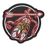 PatchStop Feathers Arrow Red Iron On Patches for Clothing Jeans - 3.25x3in Small DIY Sew On Patch for Jackets Bags - Embroidered Native American Indian Decorative Patches