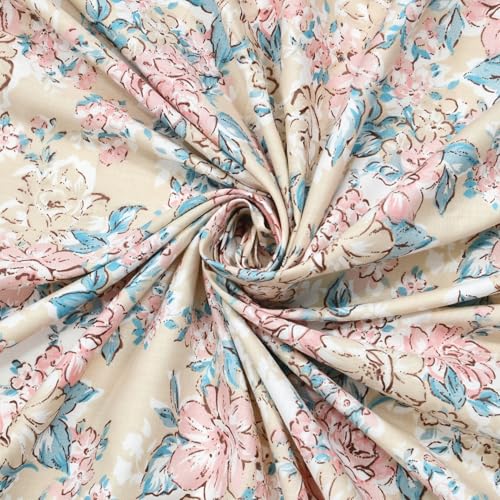Image of haus & kinder Bedsheet for Double Bed King Size, 108 * 108 Inches King Size Bed Sheet Cotton with 2 Pillow Covers 186TC Cotton Bedsheets for King Size Bed- Blossom Legacy