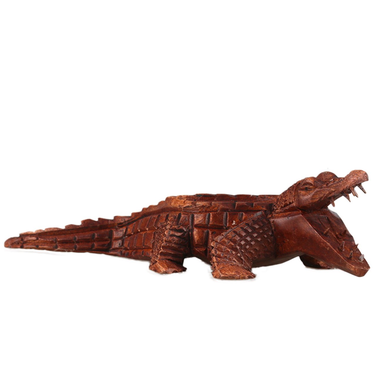 ART-CRAFT Holz-Krokodil Schnitzerei aus Suar Holz 22cm