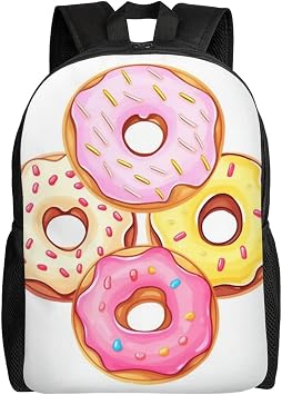 Travel Backpack for Women Men Cute Donuts Laptop Backpack Large College Bag Waterproof Casual Daypack