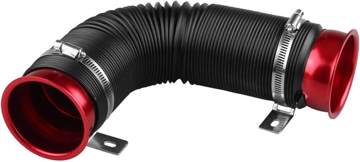 Sporacingrts Air Intake Pipe Inlet Hose Adjustable 76mm Flexible Cold Air Intake Turbo Univer sal Red 3inch 76mm