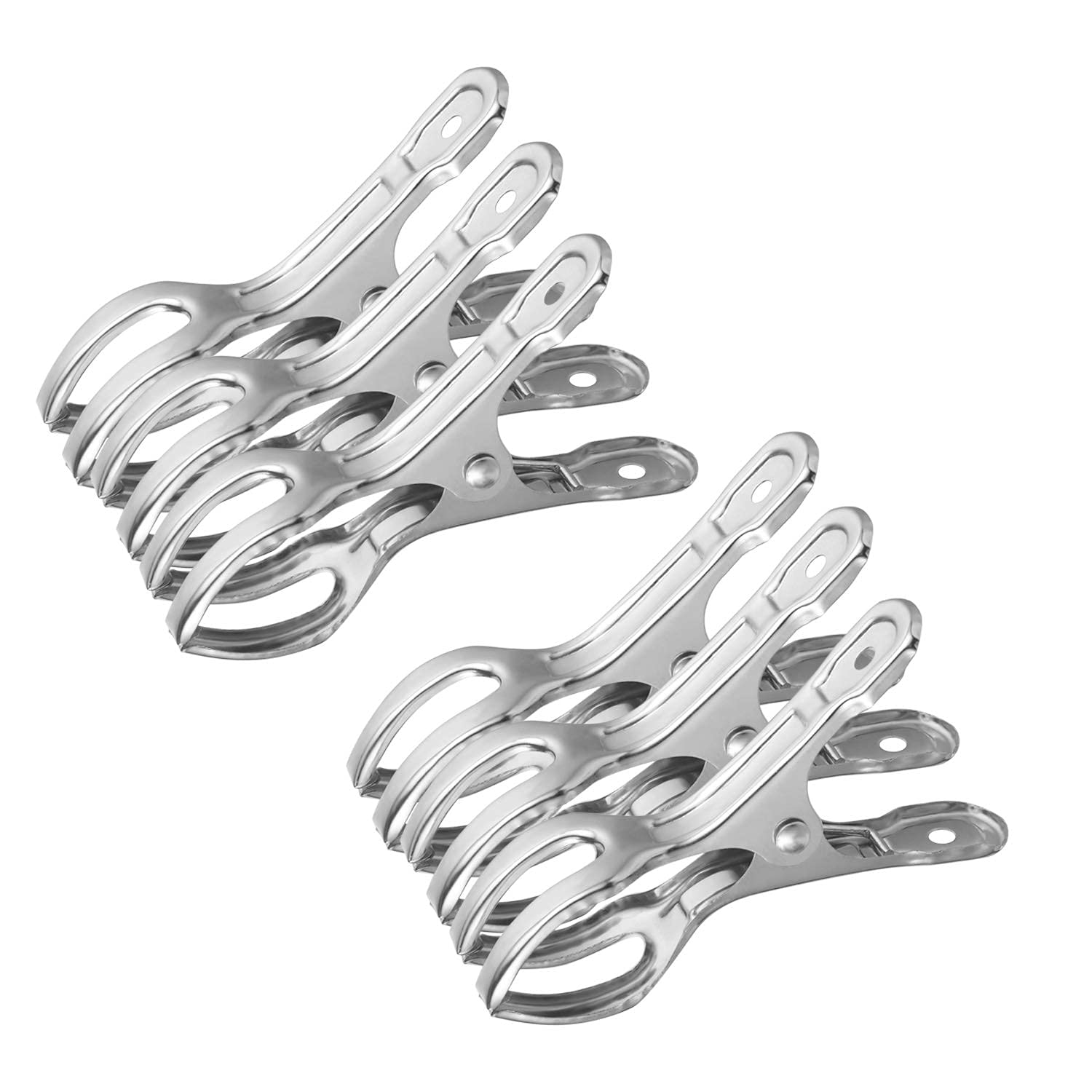 VicloonStainless Steel Beach Towel Clips, 6 Pcs 8.5cm Large Stainless Steel Sunbed Towel Pegs, Stainless Steel Laundry Clip Towel Pegs for Sunbeds, Sun Loungers, Pool Chairs, Laundry