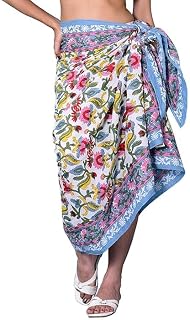 Women's Voile Block Print Pareo Sarong Swimsuit Wrap Skirt Cover Up Long Women’s Apparel Fabric (92 x 80) Price In India