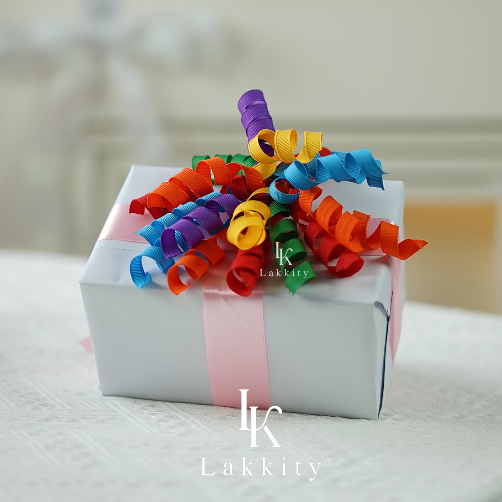 LAKKITY 17,8 cm gelockte Schleifen zum Verpacken von Geschenken, 8 Stück, selbstklebende Schleifen, Geschenkschleifen für Geschenke, Kuchen, Bandschleifen für Geburtstag, Hochzeit, Weihnachten