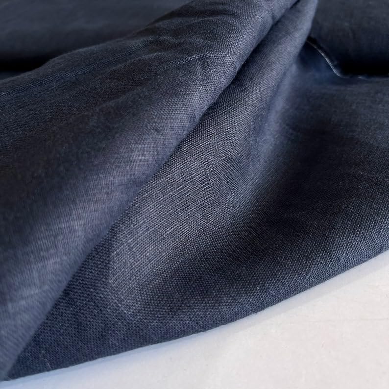 Pure Linen Fabric Navy Blue,Stonewashed, Linen, Pure Linen, Fabric by The Yard(150cm// 1,64 Yard // 57 inc)