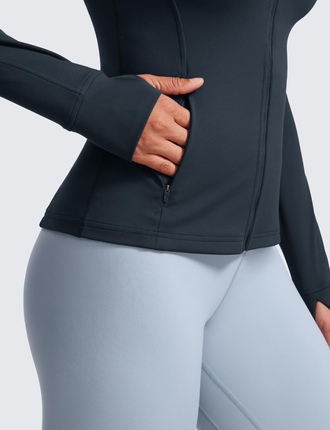 CRZ YOGA Butterluxe Hip Length Jackets for Women - Full Zip Athletic Track Tops with Thumb Holes Pockets - Image 4