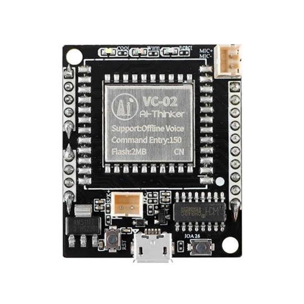 2 Pezzi -02-Kit AI Intelligente Scheda di Sviluppo Vocale Offline VC02 Modulo di Controllo Vocale di Riconoscimento Offline