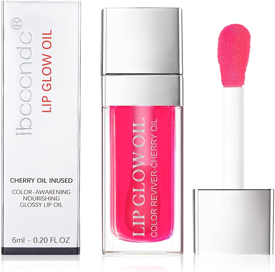 AOOWU Plumping Lip Oil Tinted, Moisturizing Long Lasting Nourishing Lip, Hydrating Gloss Tint Lipstick for Women, Glitter Shine Liquid Lipstick, Glaze Makeup Cosmetic, 015 - Cherry red, Pack of 1